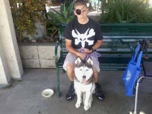 Cole Bent and dog, Piper